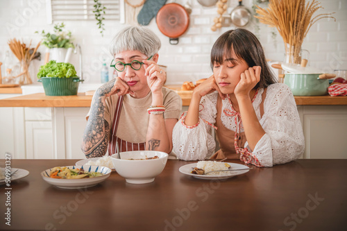 Mother and daughter showing anorexia photo