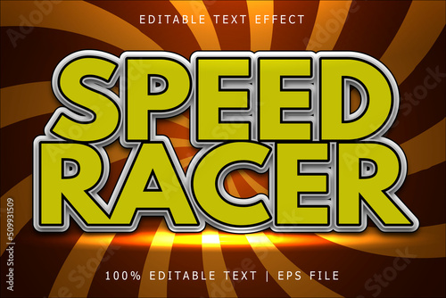 Speed racer editable Text effect 3 Dimension emboss modern style