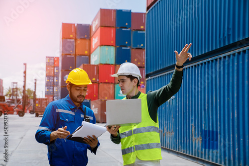 Logistics supply chain management and international goods import-export concept .