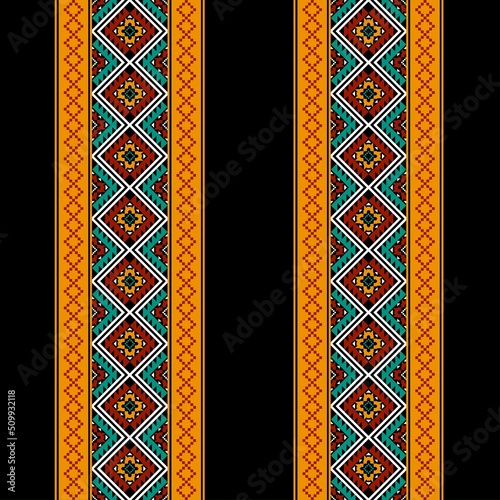 Geometric ethnic oriental seamless pattern traditional Design for background,carpet,wallpaper.clothing,wrapping,Batik fabric,Vector illustration.embroidery style - Sadu, sadou, sadow or sado