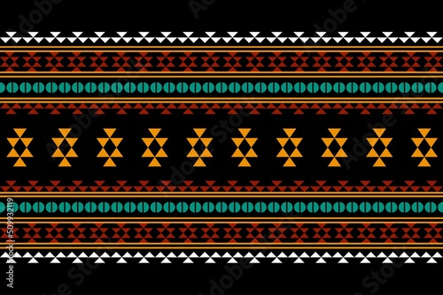 Geometric ethnic oriental seamless pattern traditional Design for background,carpet,wallpaper.clothing,wrapping,Batik fabric,Vector illustration.embroidery style - Sadu, sadou, sadow or sado