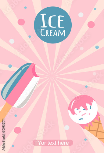 flat style vector illustration - template menu  for ice cream parlor