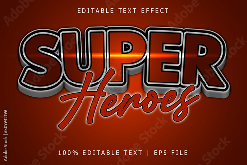 Super heroes editable Text effect 3 Dimension emboss simple style
