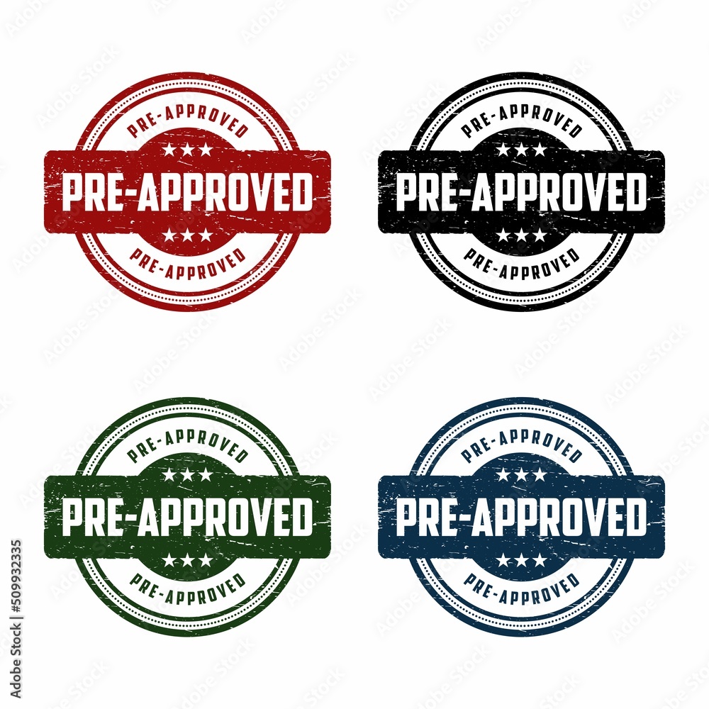 Pre-approved grunge rubber stamp on white background, vector illustration