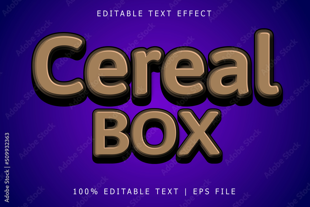 Cereal box editable Text effect 3 Dimension emboss simple style