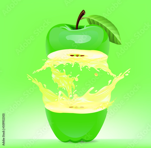 Fresh green apple juice or apple cider vinegar splashing isolated on white background.