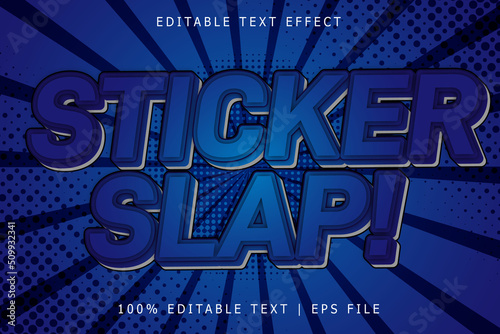 Sticker slap editable Text effect 3 Dimension emboss cartoon style