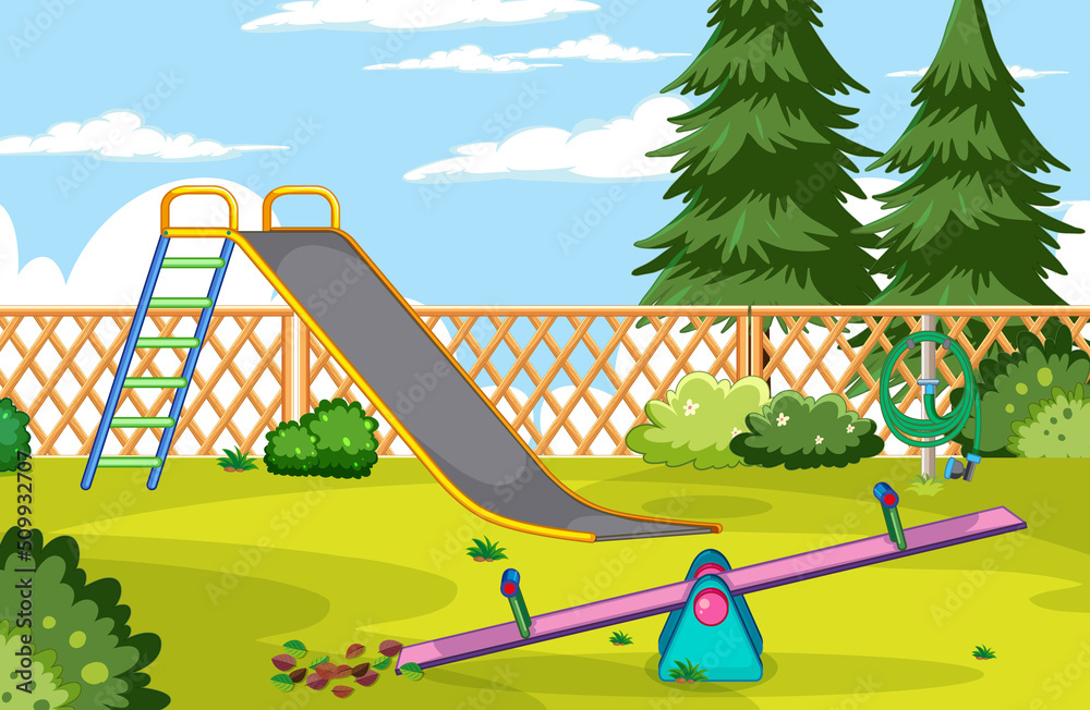 Fototapeta premium Empty playground background with rides