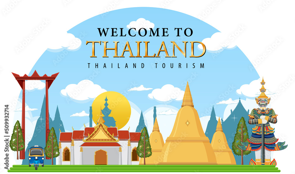 Obraz premium Bangkok Thailand Landmark Logo Banner