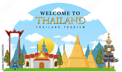Bangkok Thailand Landmark Logo Banner