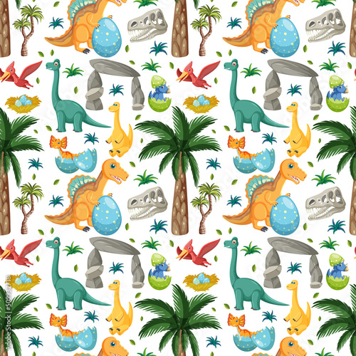 Cute dinosaur seamless pattern
