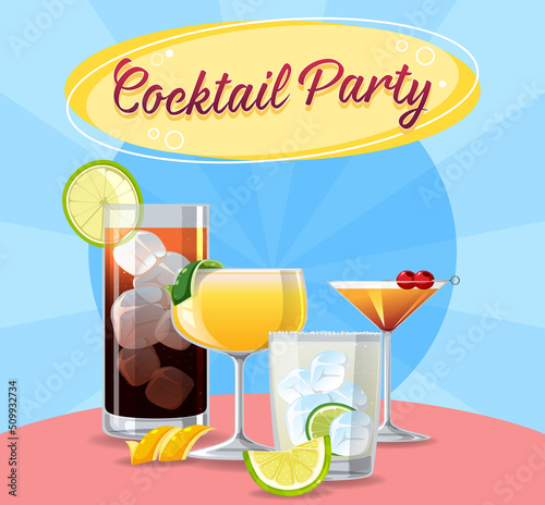 A cocktail party with comic background