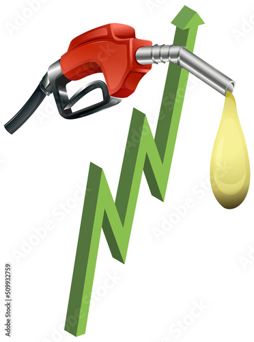 Pump nozzle with green arrow going up