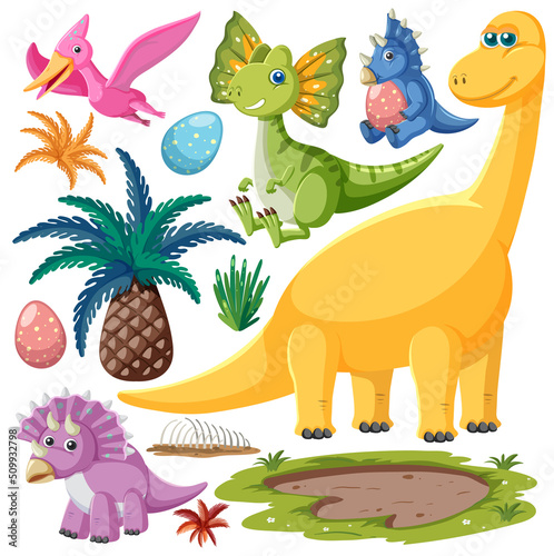 Cute dinosaur seamless pattern © blueringmedia