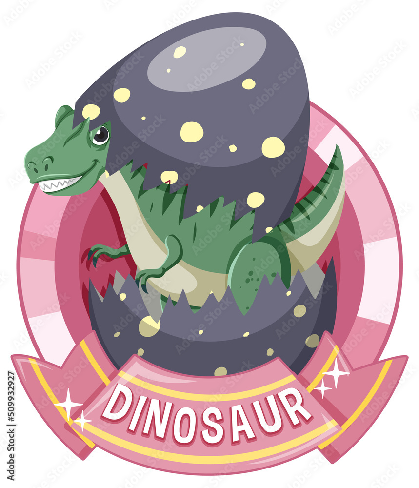 Obraz premium Cute dinosaur cartoon badge