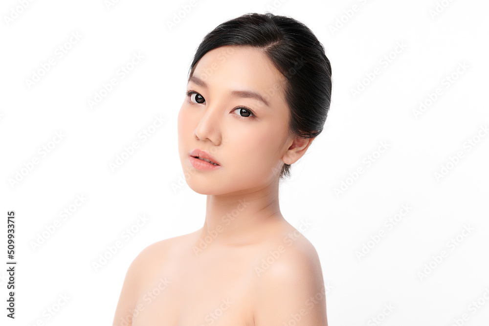 Beautiful young asian woman with clean fresh skin on white background, Face care, Facial treatment, Cosmetology, beauty and spa, Asian women portrait. Beautiful young asian woman with clean fresh skin on white background, Face care, Facial treatment, Cosmetology, beauty and spa, Asian women portrait.