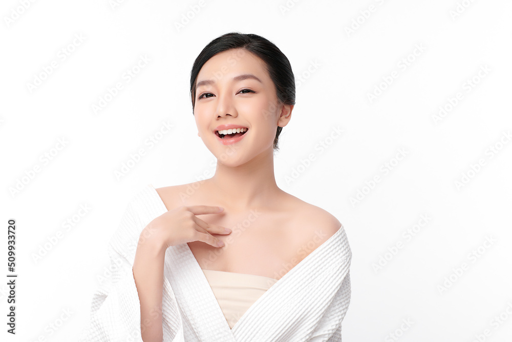 Beautiful young asian woman with clean fresh skin on white background, Face care, Facial treatment, Cosmetology, beauty and spa, Asian women portrait. Beautiful young asian woman with clean fresh skin on white background, Face care, Facial treatment, Cosmetology, beauty and spa, Asian women portrait.