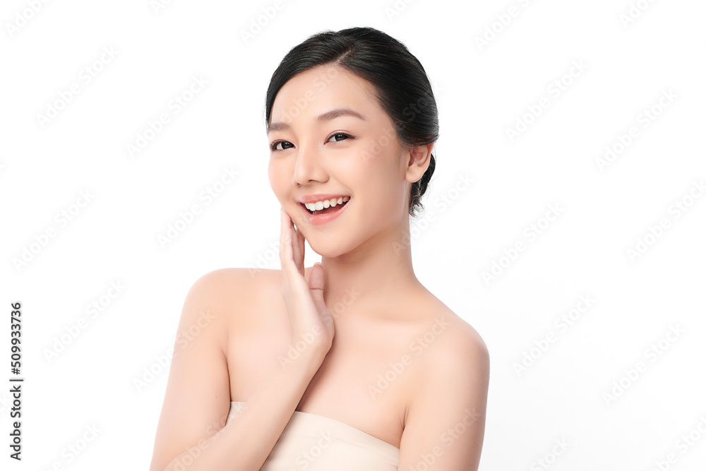 Beautiful young asian woman with clean fresh skin on white background, Face care, Facial treatment, Cosmetology, beauty and spa, Asian women portrait. Beautiful young asian woman with clean fresh skin on white background, Face care, Facial treatment, Cosmetology, beauty and spa, Asian women portrait.