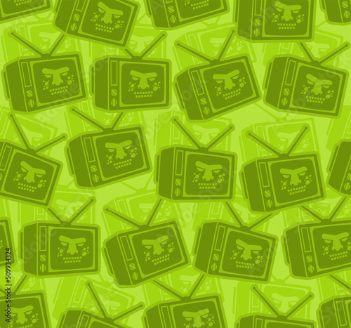 Zombie TV pattern seamless. Zombi televisor background. brainwashing concept. Vector texture