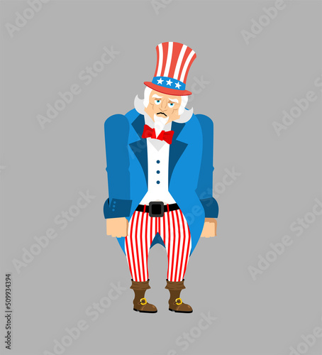 Uncle Sam sad emoji. sorrowful Uncle Sam dull.