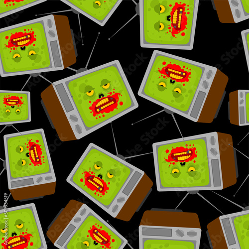 Zombie TV pattern seamless. Zombi televisor background. brainwashing concept. Vector texture