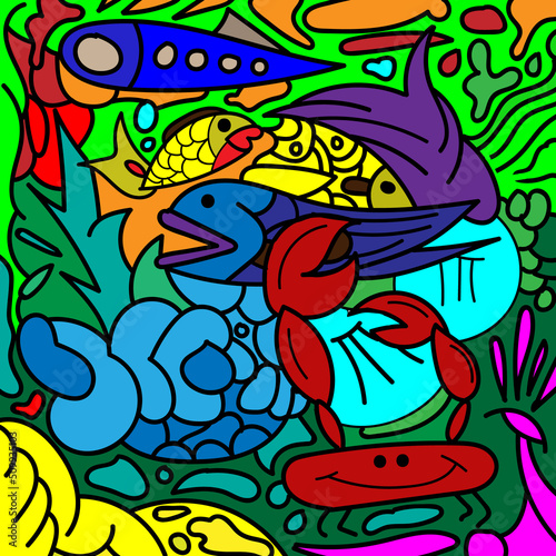 abstract design animal sea art doodle