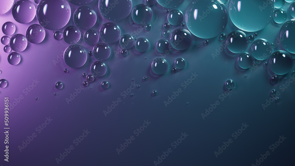 Teal and Purple Background with Water Droplets on Surface. Contemporary ...