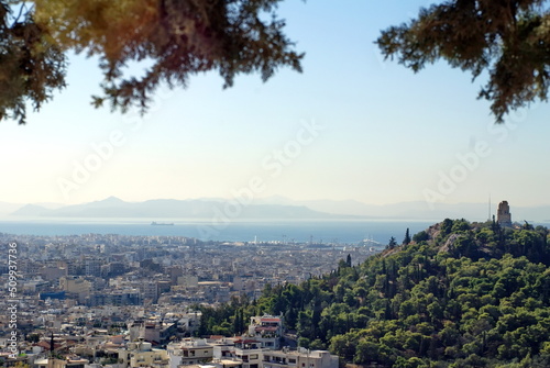 Overhead view of the city of Athens, Greece