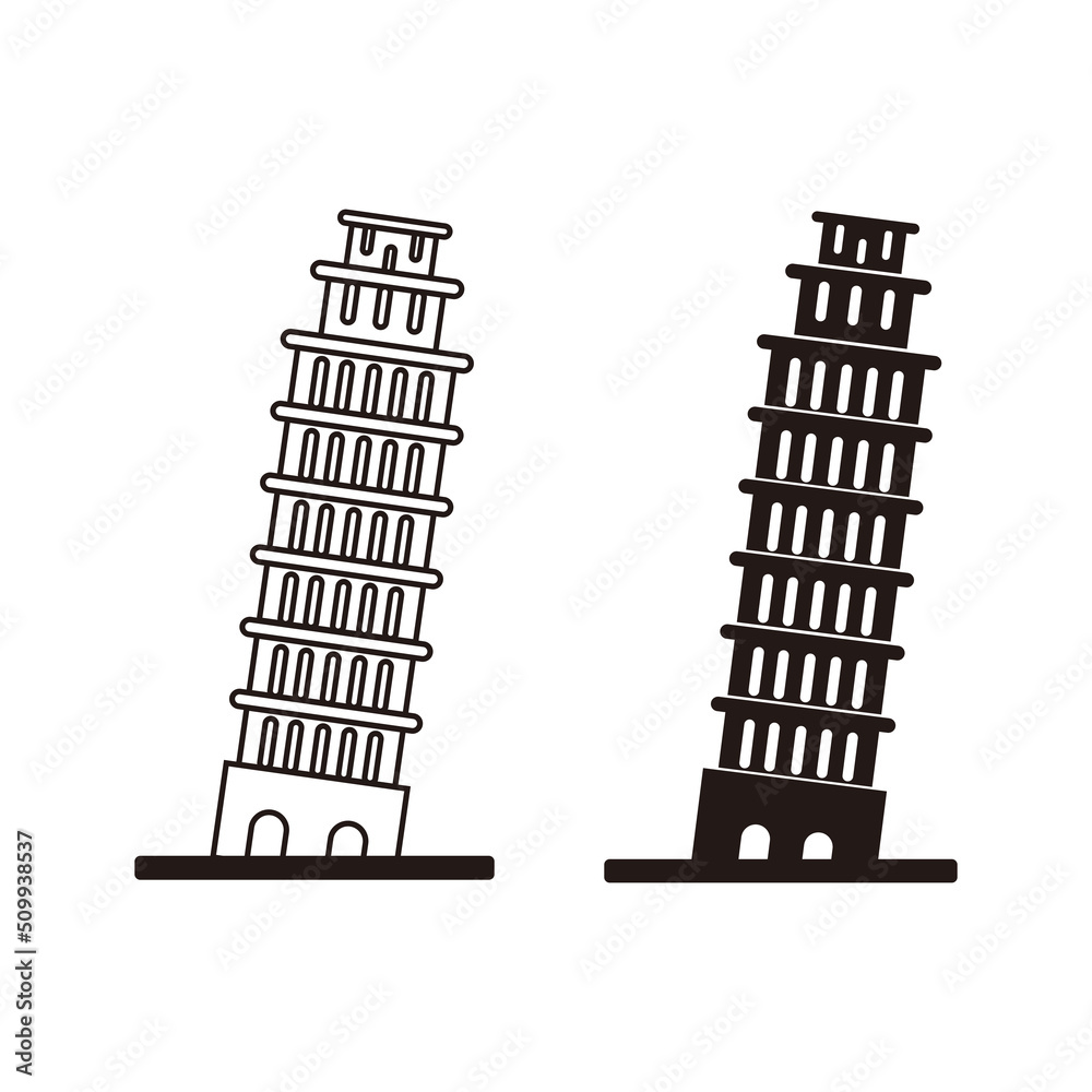 Leaning Tower of Pisa vector icon illustration symbol	