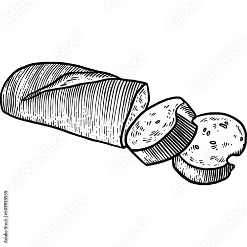Hand drawn Sliced Baguette