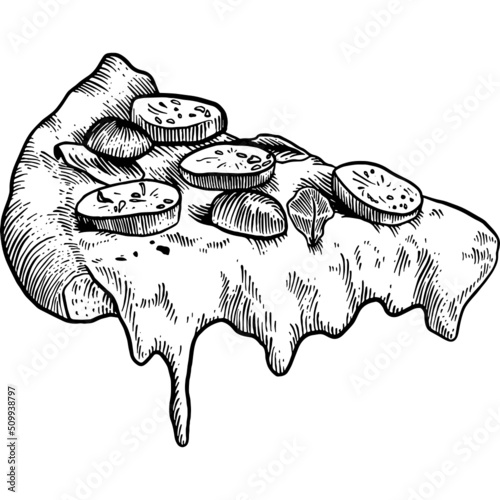 Hand drawn Cheesy Pizza Slice