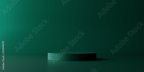 Product display green podium for product presentation.