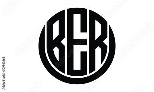 BER shield in circle logo design vector template. lettermrk, wordmark, monogram symbol on white background