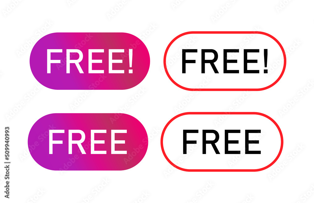 Set of Free web button sign, promotion design label icon, gratis business vector illustration Set of Free web button sign, promotion design label icon, gratis business vector illustration