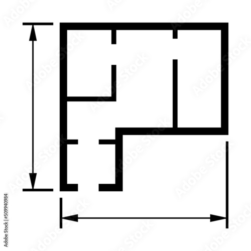 House plan icon, architecture sketch graphic design, home construction project vector illustration