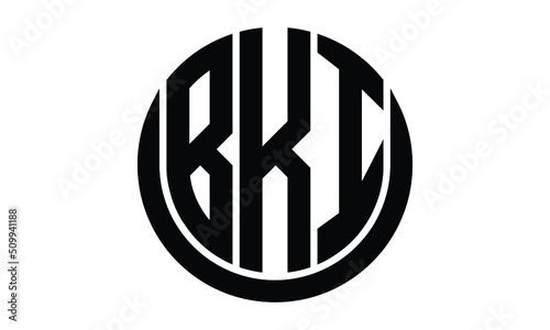 BKI shield in circle logo design vector template. lettermrk, wordmark, monogram symbol on white background photo