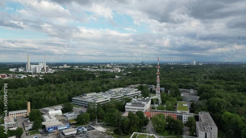 Aerial view of the Bavarian Broadcasting cooperation in Freimann, Bayerischer Rundfunk Freimann photo