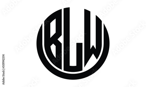 BLW shield in circle logo design vector template. lettermrk, wordmark, monogram symbol on white background