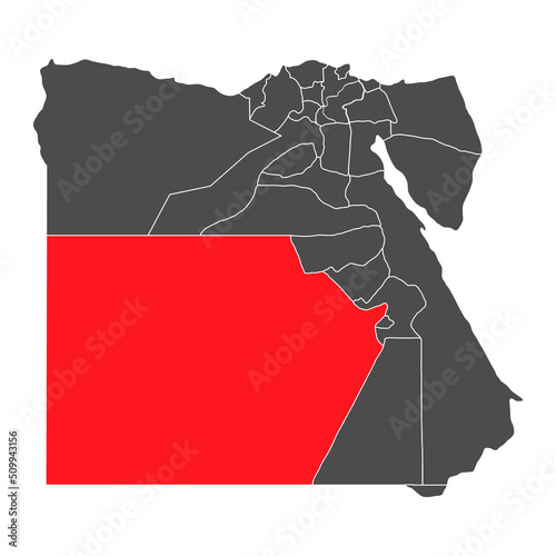 Egypt high detailed map new valley, geography graphic country, africa border vector illustration photo