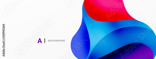 Flowing geometric shapes minimalist abstract background. Round shapes and circles. Wallpaper for concept of AI technology, blockchain, communication, 5G, science, business