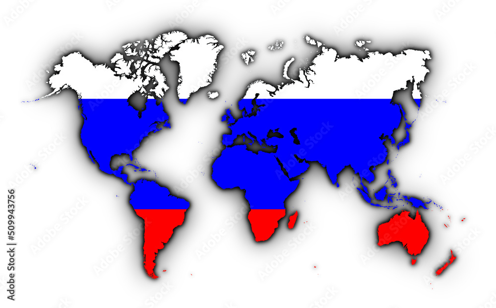 Obraz premium World map filled with the Russian flag