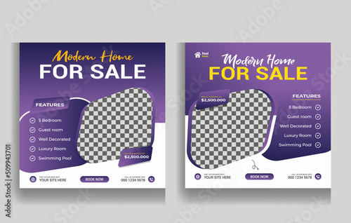 Real Estate Social Media Post Design Layout. Real Estate or House Sale Social Media Promotion
