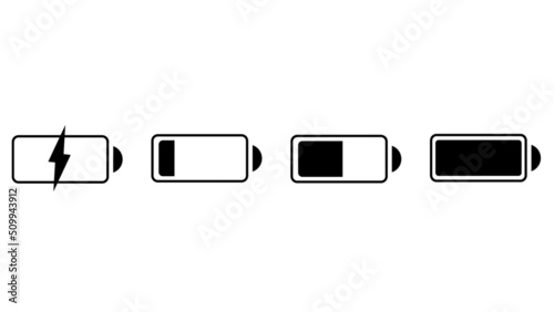 Vector battery icon set.Vector icon collection design battery level indicators. Set of battery charge level indicator symbol vector	
