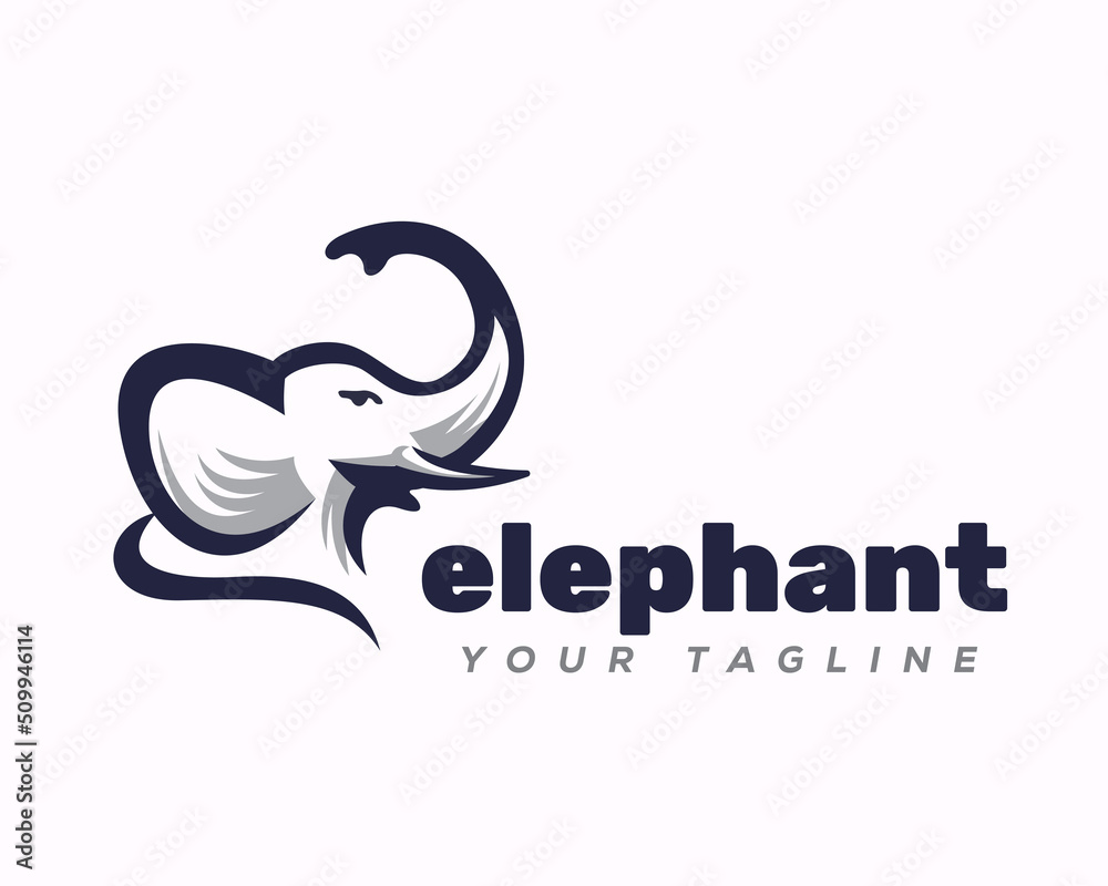 head elephant drawn art up trunk logo design template illustration inspiration head elephant drawn art up trunk logo design template illustration inspiration