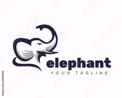 head elephant drawn art up trunk logo design template illustration inspiration photo