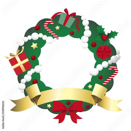 クリスマスリースのイラスト素材