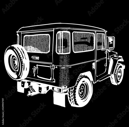 the vector illustration of the vintage truck