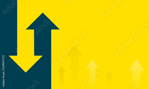 Arrow up and down banner yellow background photo