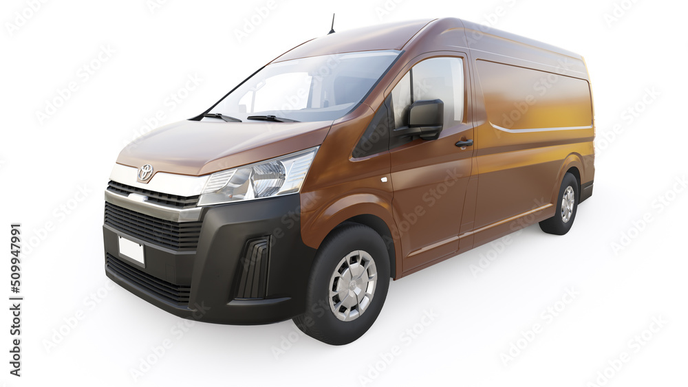 Tokyo, Japan. April 12, 2022: Toyota Hiace. brown commercial van for ...