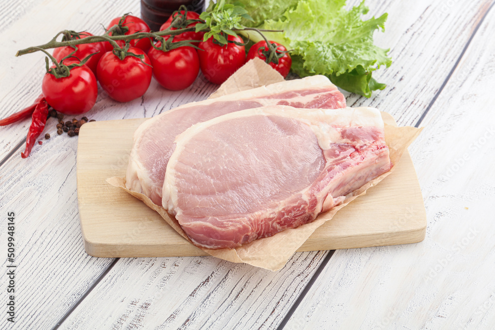 Raw pork t-bone steak for grill Raw pork t-bone steak for grill